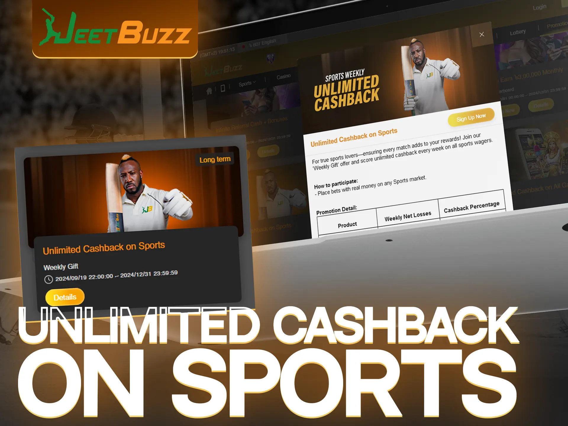 Bet on sports with JeetBuzz and get cashback every week.