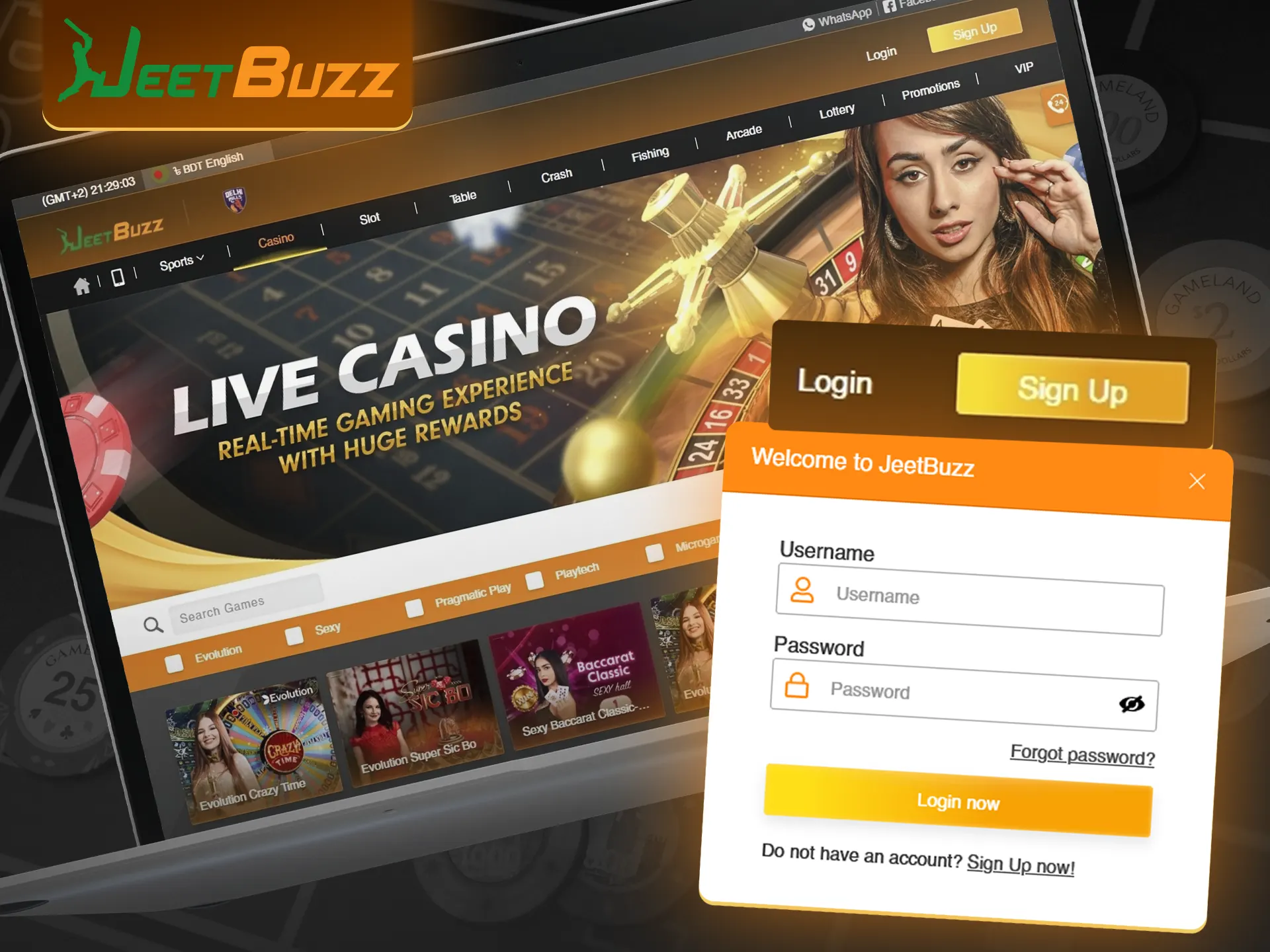 Use our instructions to log in to your JeetBuzz account.