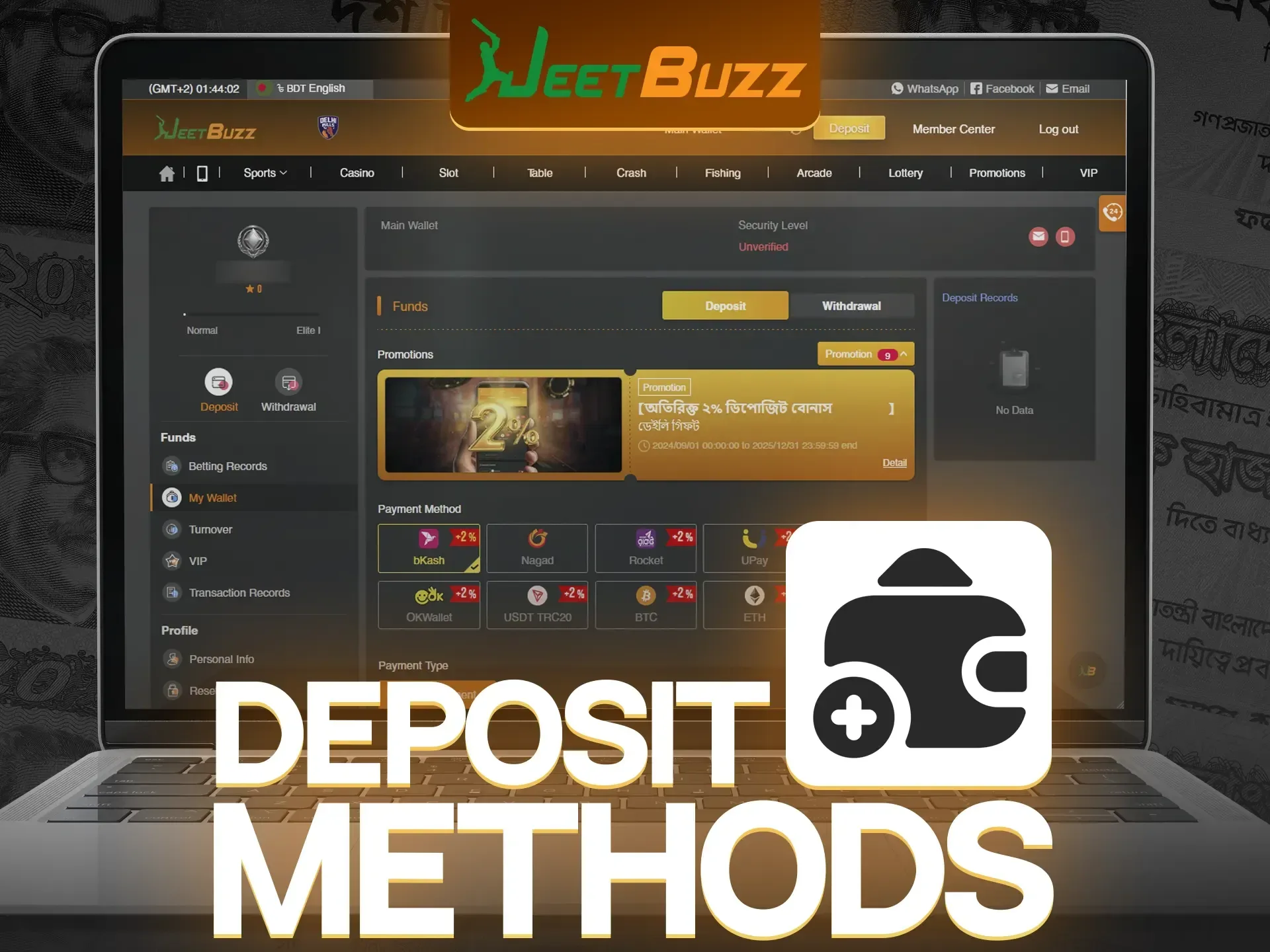 Explore the deposit methods available on JeetBuzz.