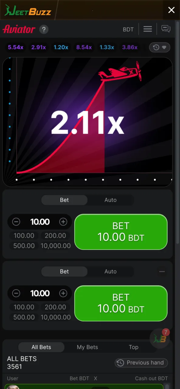 In JeetBuzz, set your bet size and press Play.