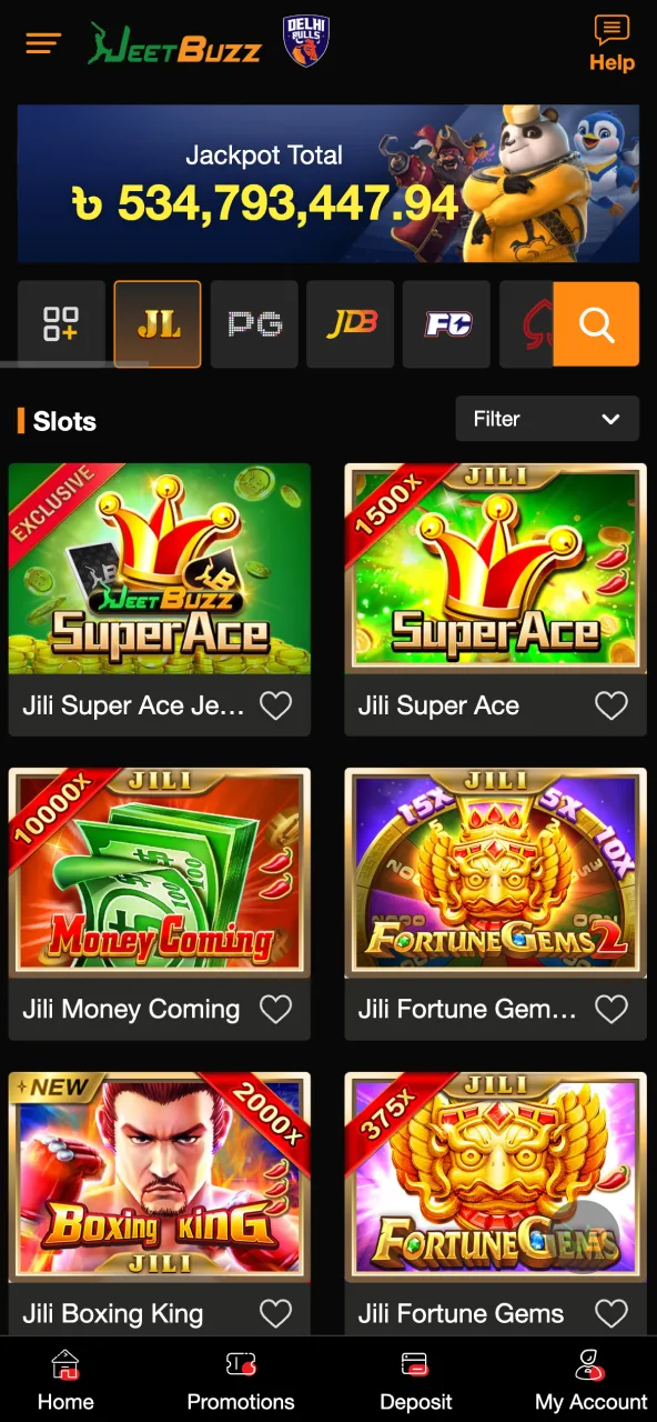 Select slot game for JeetBuzz.