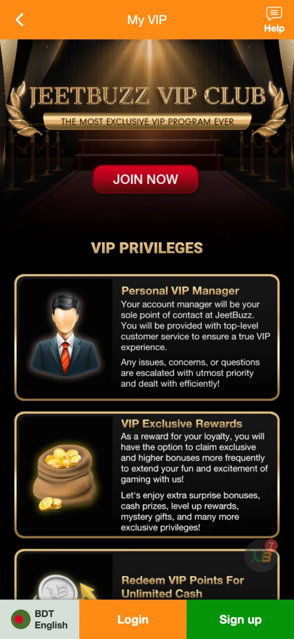 Earn 10,000 points to join JeetBuzz VIP club.