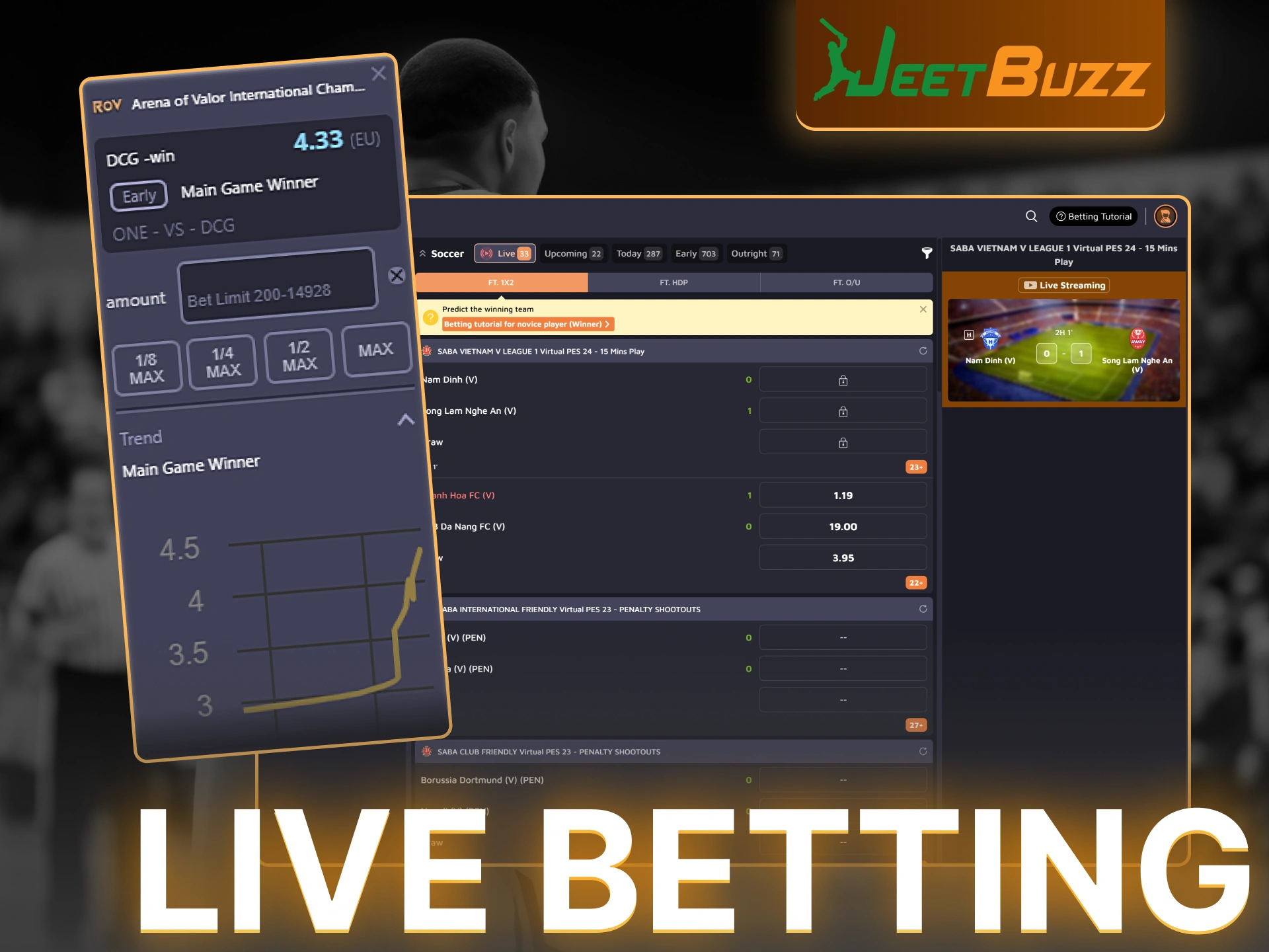 Bet on matches online watching it live and seeing trends to win bigger at JeetBuzz.