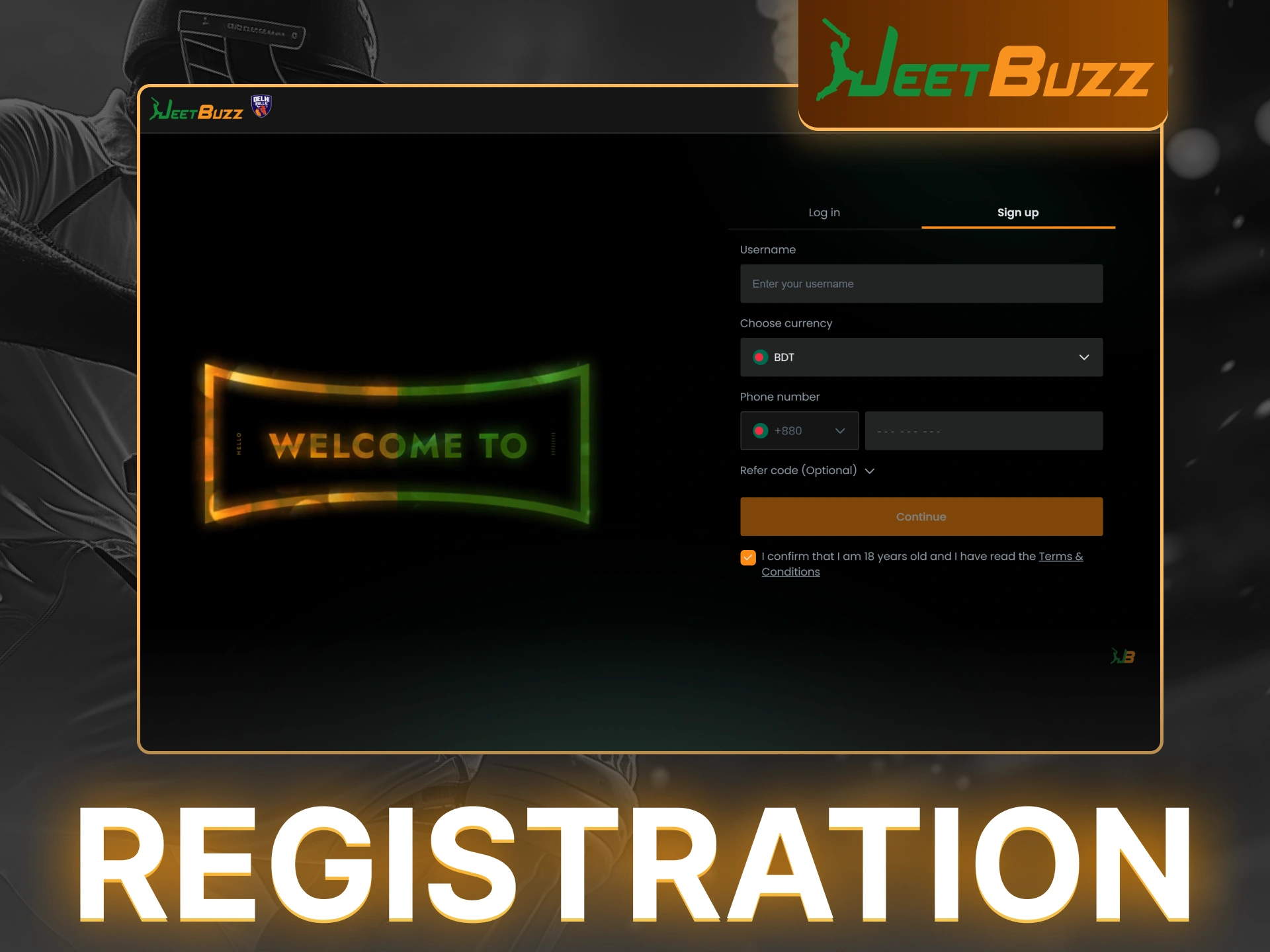 Create an account just in few steps at JeetBuzz.