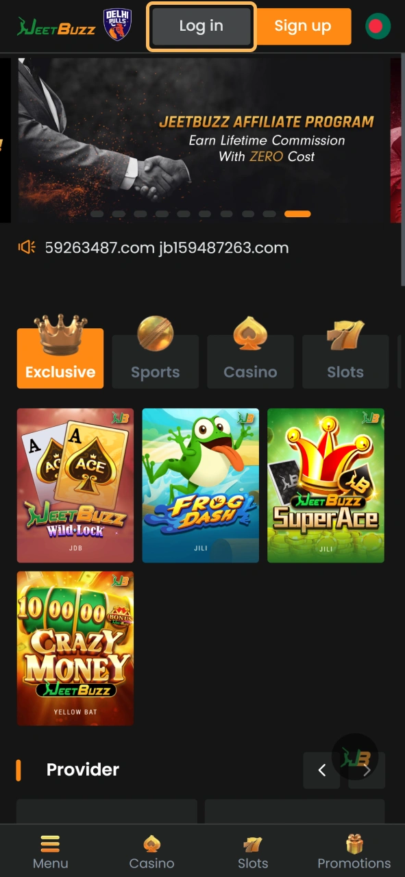 Click on login button an the top of JeetBuzz website.